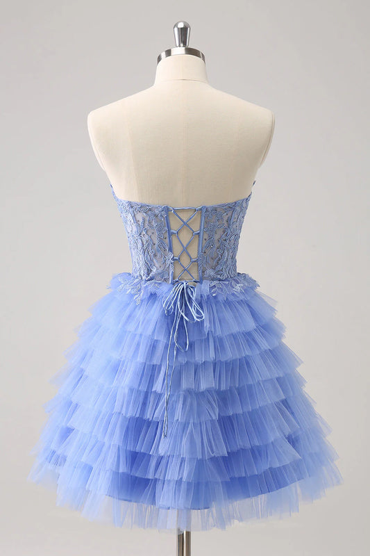 A-Line Corset Tulle Homecoming Dress with Lace
