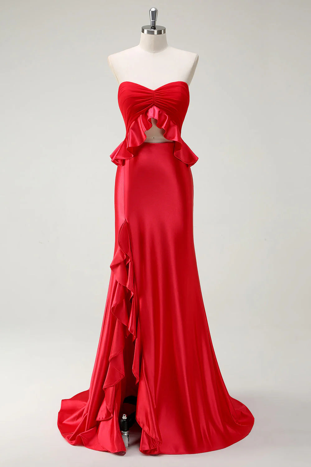 Red Sweetheart Floral Print Cut-Out Mermaid Prom Gown main image 0