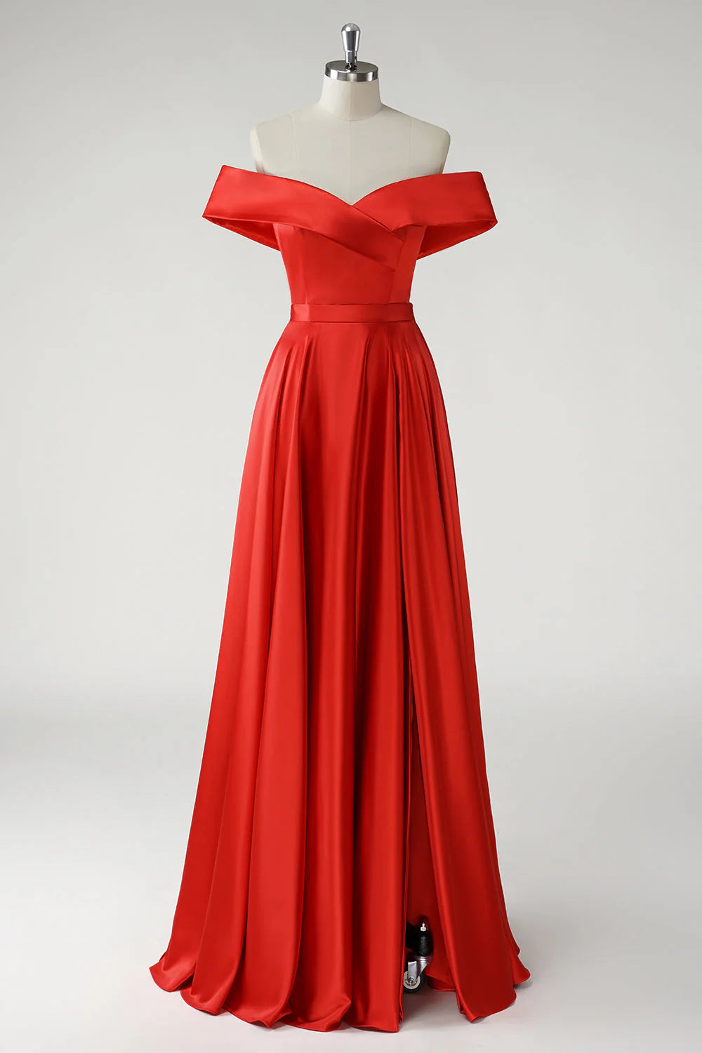 Red A Line Off the Shoulder Ruched Long Prom Dress – Taooobao
