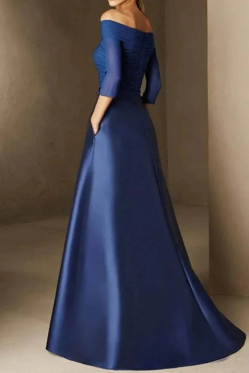 A-Line Off The Shoulder Short Sleeves Applique Mother Dresses