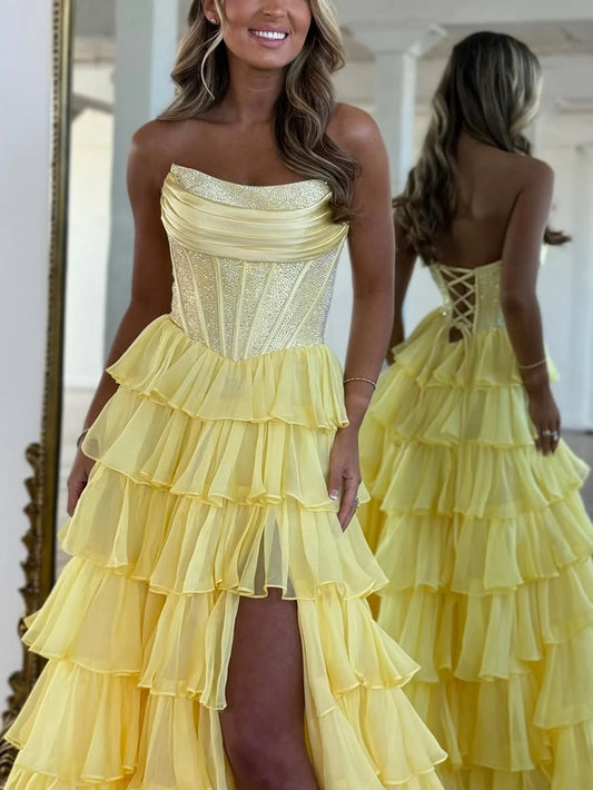 Taooobao™ Layered Luxury Crystal Boned Bodice Ball Gown Prom Dress