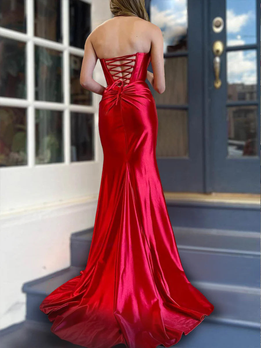 Taooobao™ Sheath/Column Strapless Floor-length Long Dresses With Split Side