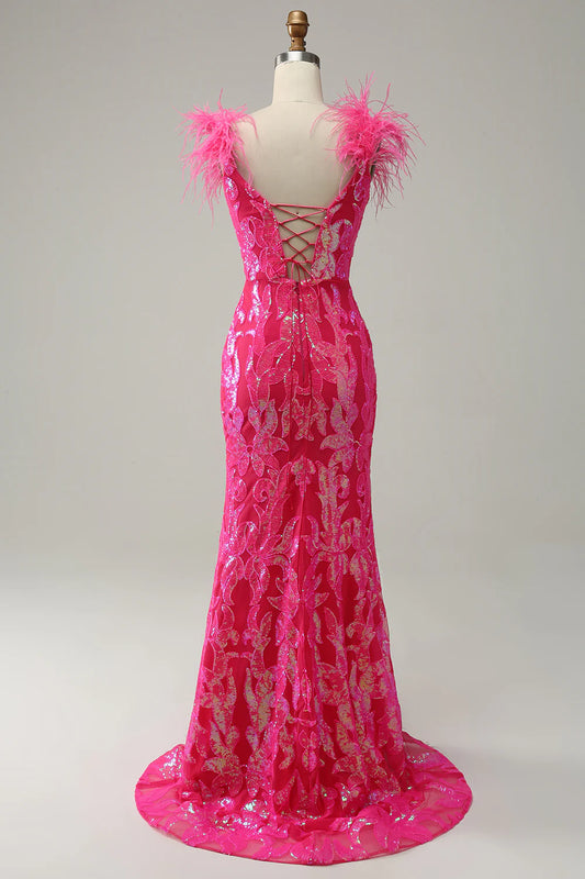 Gorgeous Off The Shoulder Mermaid Feather Prom Dress