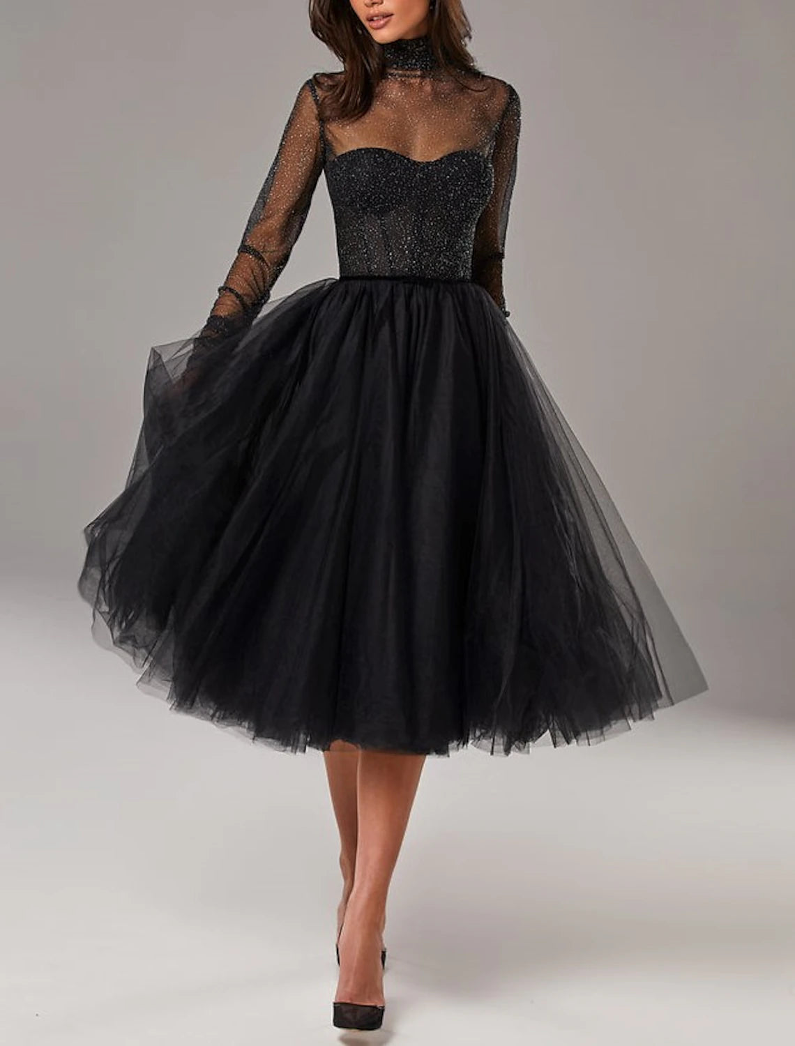 A-Line Cocktail Black Dress Vintage Dress Homecoming Cocktail Party Kn