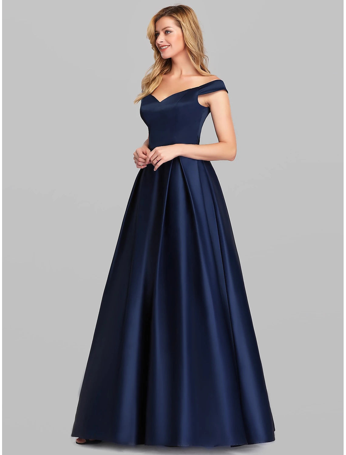 A-Line Evening Gown Party Dress Elegant & Luxurious Dress Wedding Guest Formal Evening Floor Length Sleeveless Plunging Neck Satin with Ruched