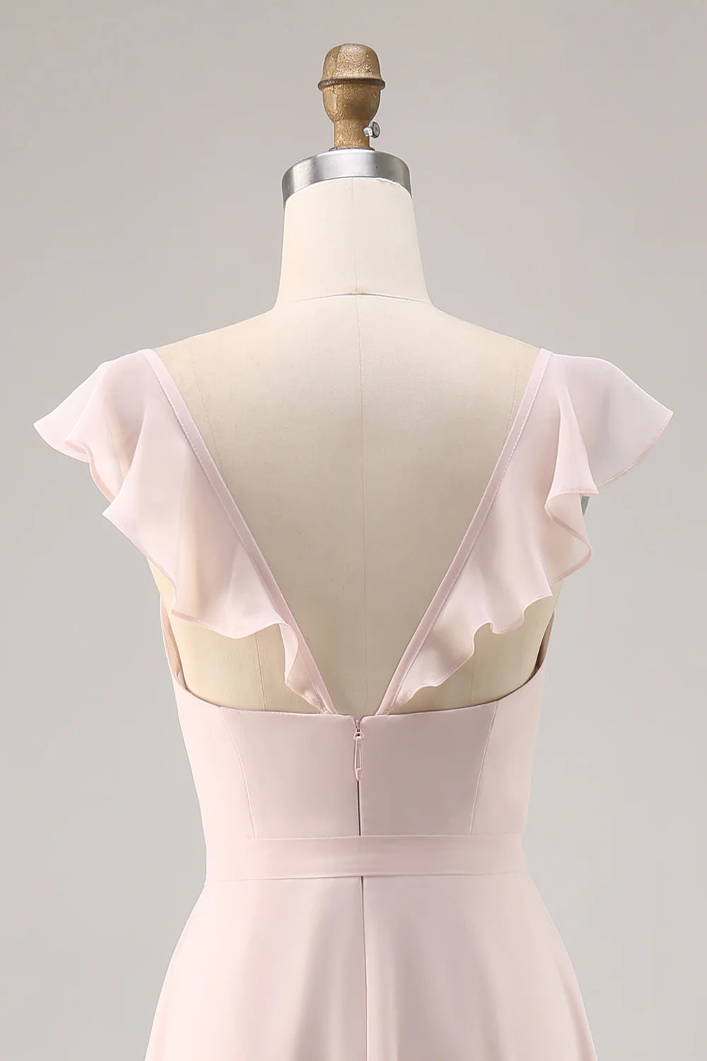 Candy Pink Chiffon Ruched Long Bridesmaid Dress with Slit