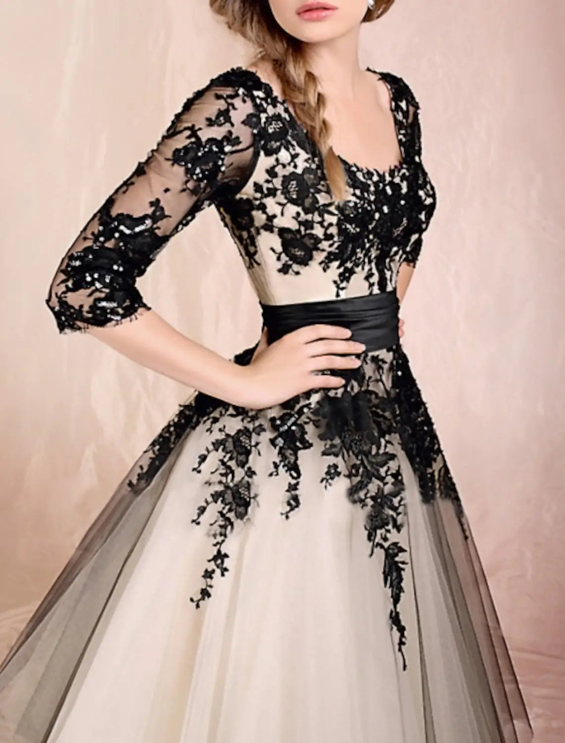 A-Line Black Dress Cocktail Dresses Elegant Dress Engagement Prom Ankl