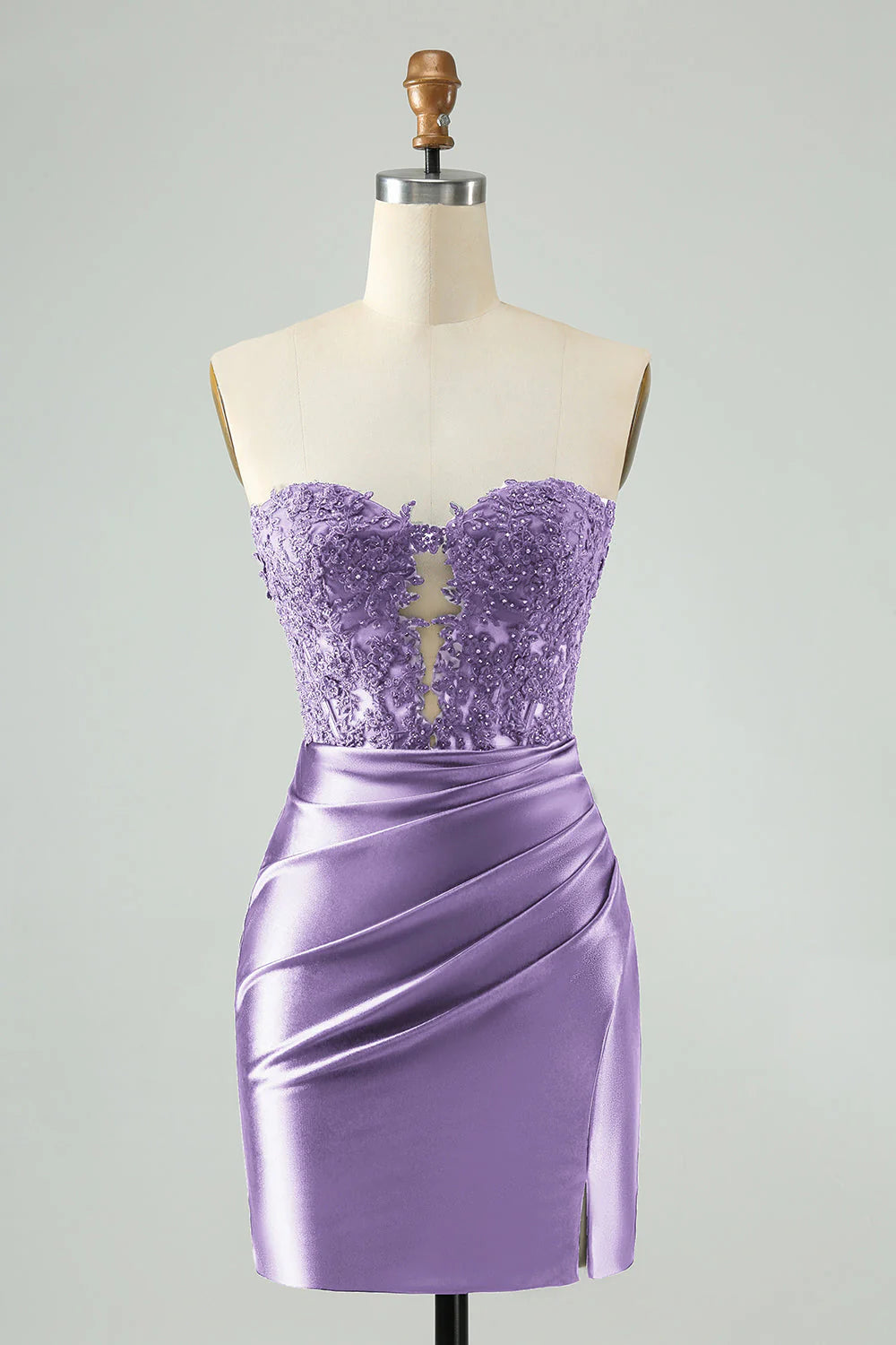 Bodycon Strapless Hollow Out Homecoming Dress with Slit