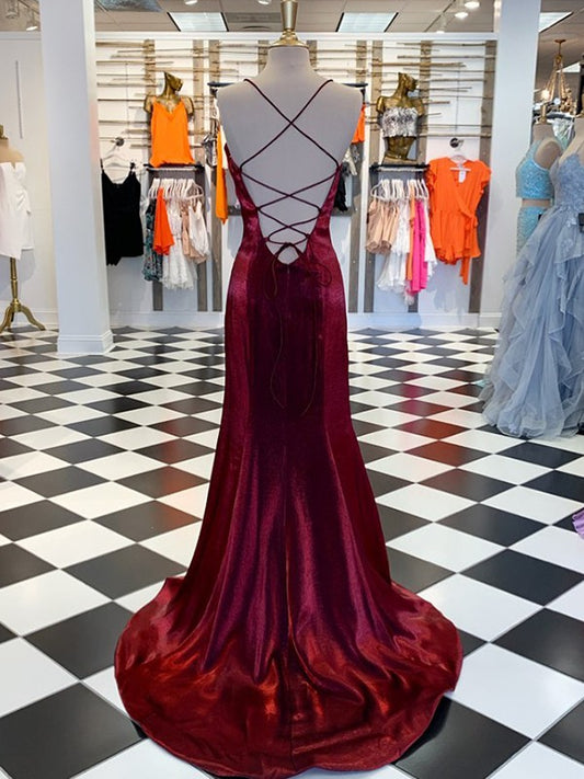 A-Line/Princess Velvet Ruffles Spaghetti Straps Sleeveless Sweep/Brush Train Dresses