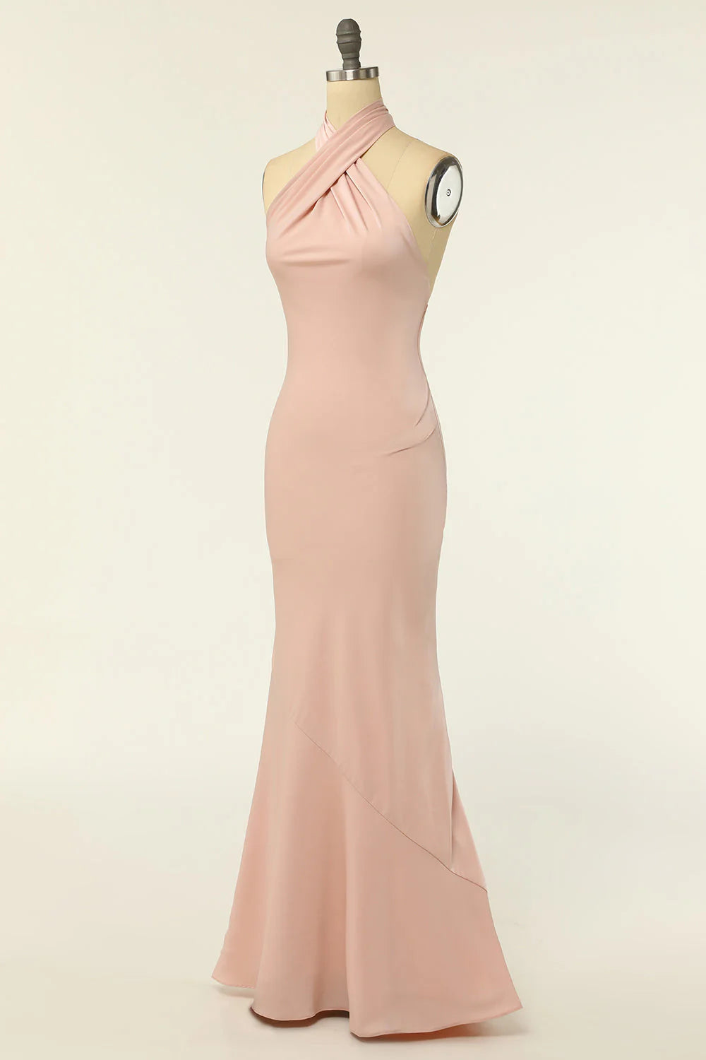 Mermaid One Shoulder Blush Long Bridesmaid Dress With Ruffles