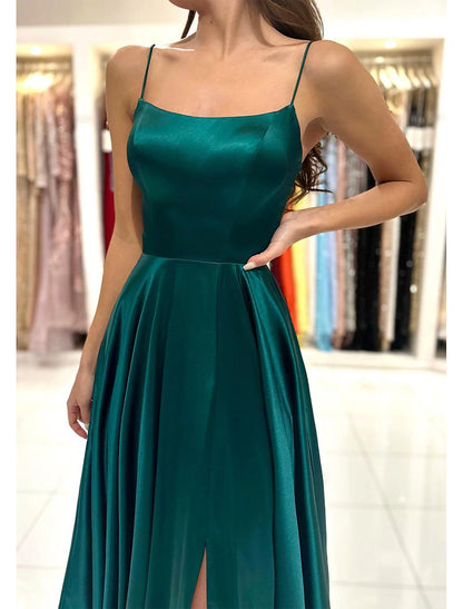 A-Line Prom Dresses Empire Dress Formal Prom Floor Length Sleeveless Sweetheart Imitation Silk Backless with Pleats Masquerade Dress