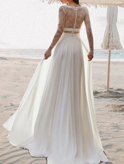 Beach Wedding Beach Open Back Boho Wedding Dresses A-Line V Neck Sleeveless Floor Length Chiffon Bridal Gowns With Pleats