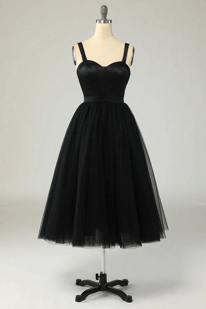 Sky Black Tulle Cocktail Dress