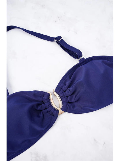 Women's Normal Swimwear Bikini Swimsuit 2 Piece Beach Wear Summer Plain Sleeveless Bathing Suits