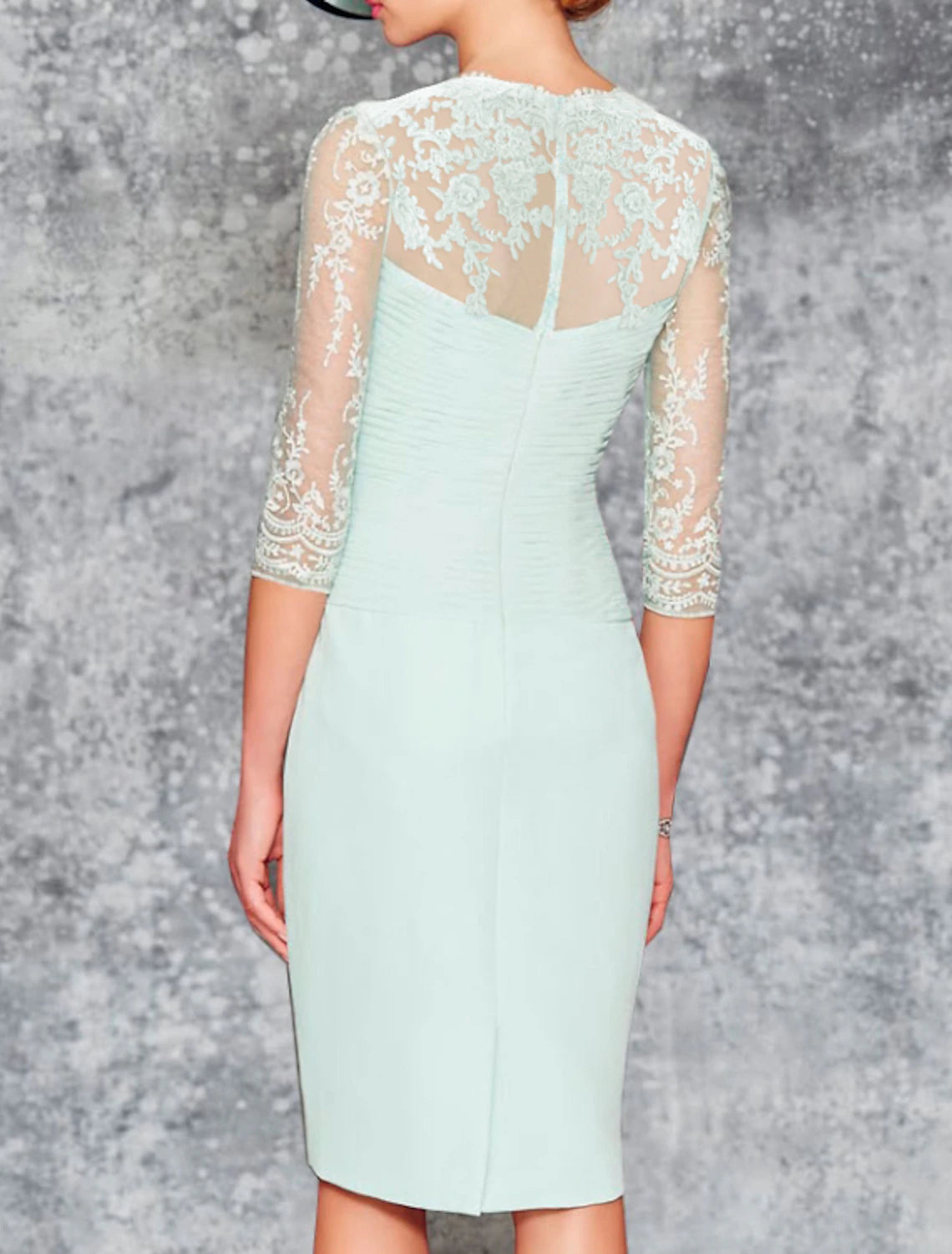 Beach Wedding Two Piece Sheath Mother of the Bride Dress Wedding Guest Elegant Plus Size Sweetheart Knee Length Chiffon Lace 3/4 Length Sleeve Wrap Included Jacket Dresses with Pleats Embroidery