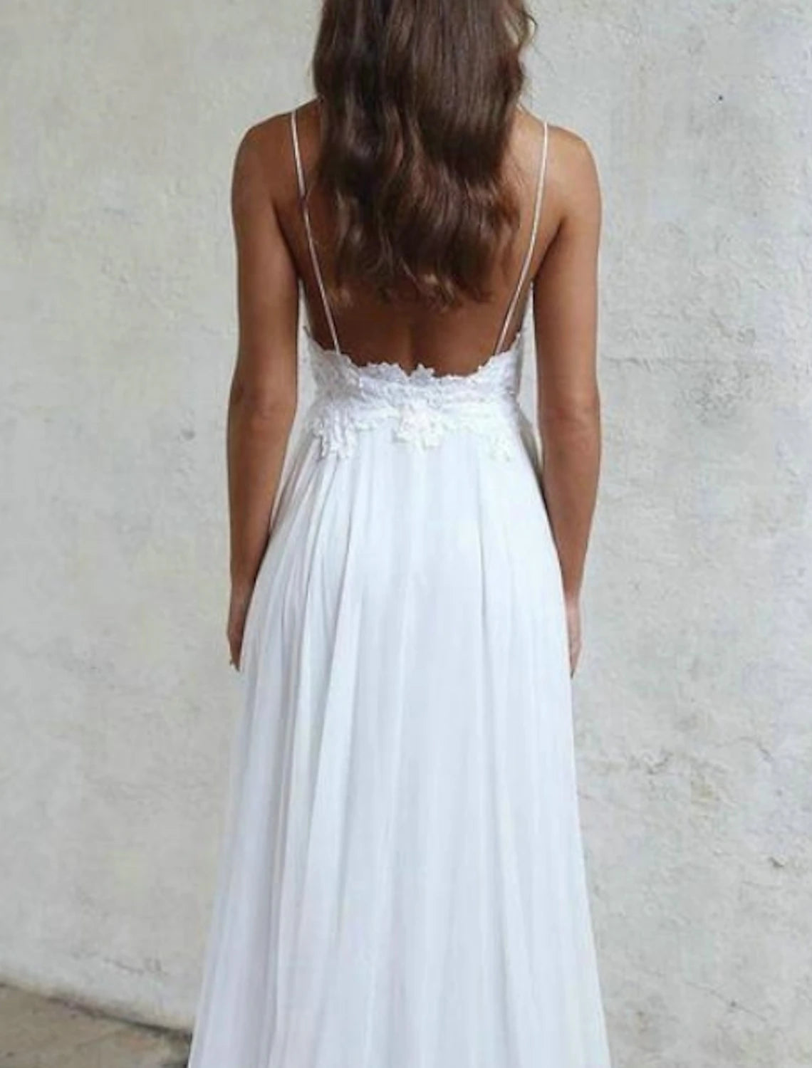 Beach Sexy Boho Simple Wedding Dress A-Line Sweetheart Camisole Spaghetti Strap Sweep / Brush Train Chiffon Bridal Gowns With Pleats Appliques dress