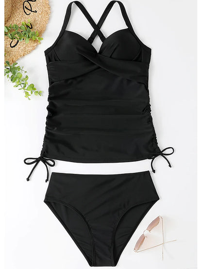 Women's Normal Swimwear Tankini 2 Piece Shorts Swimsuit Halter 2 Piece Printing Beach Wear Summer Leopard Sleeveless Bathing Suits