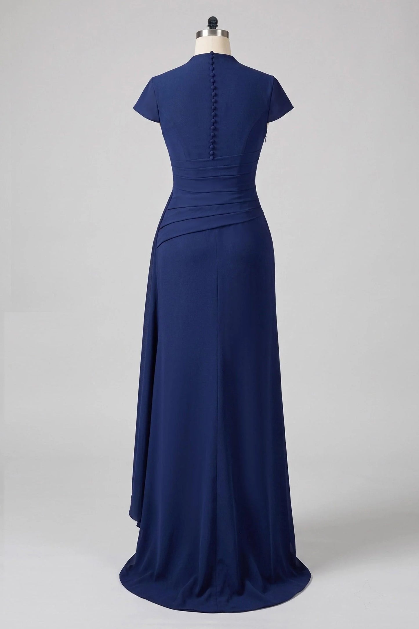 Sheath Column V Neck Short Sleeves Floor Length Mother Dresses
