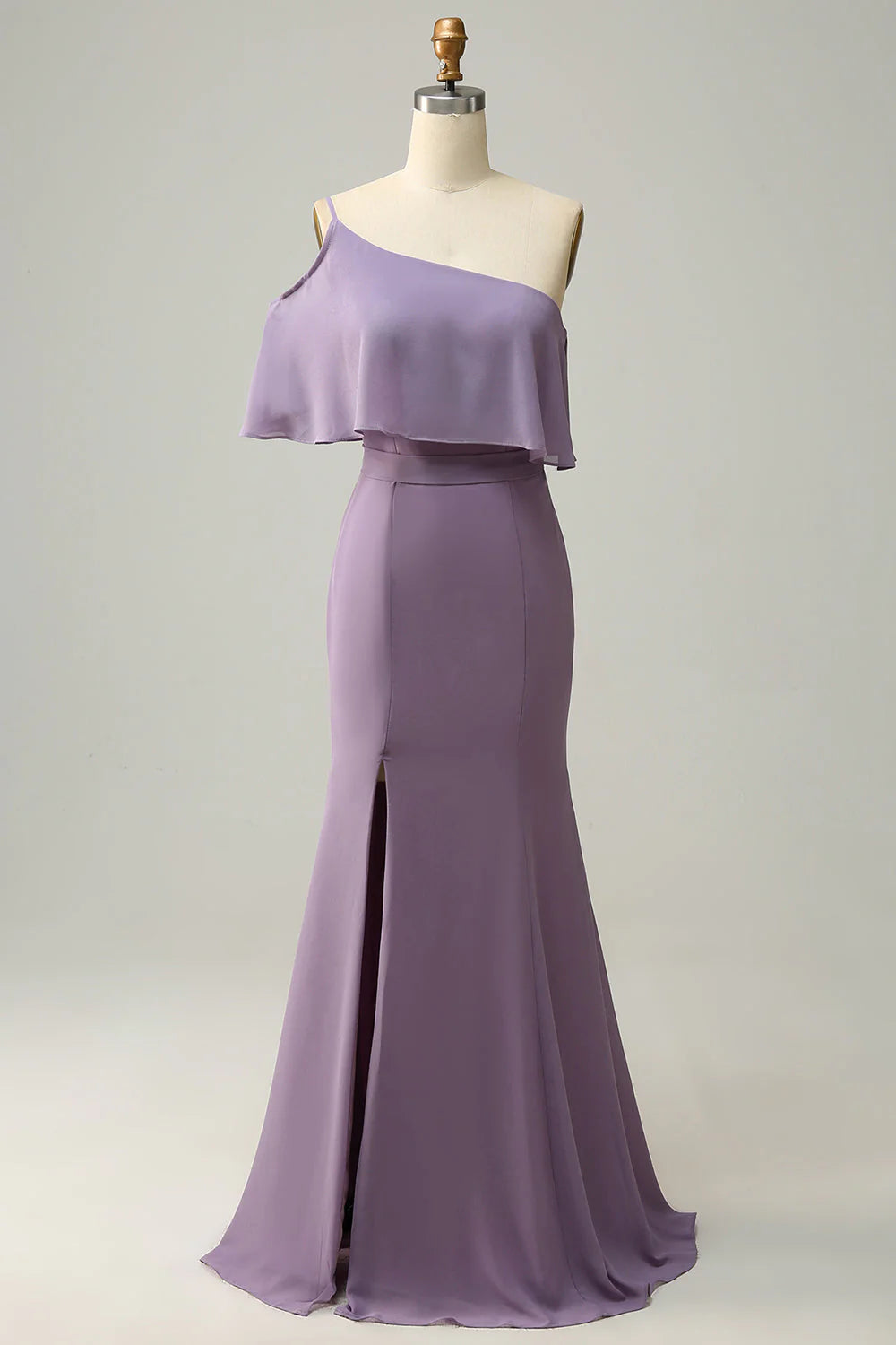 Sheath One Shoulder Purple Plus Size Bridesmaid Dress With Silt