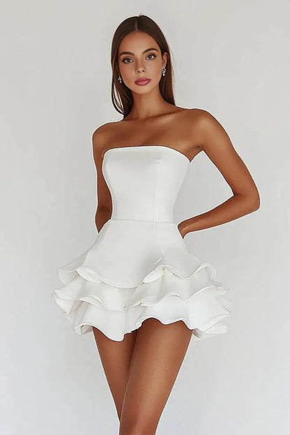 Taooobao™  A Line Strapless Graduation Homecoming Dress with Ruffles