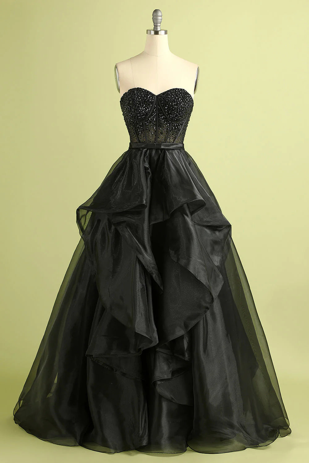 Black Strapless Ball Gown Evening Dress