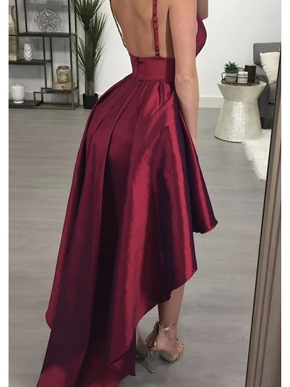 A-Line Homecoming Dresses Sparkle & Shine Dress Homecoming Graduation Asymmetrical Sleeveless V Neck Belt / Sash Cotton Backless with Glitter