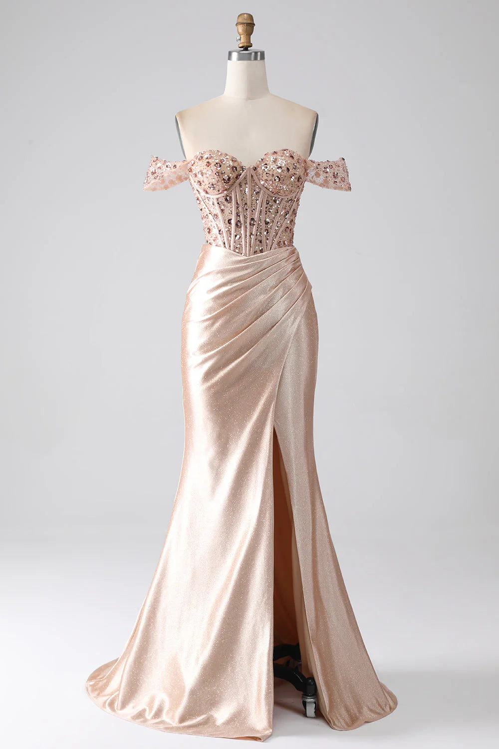 Mermaid Champagne Corset Prom Dress