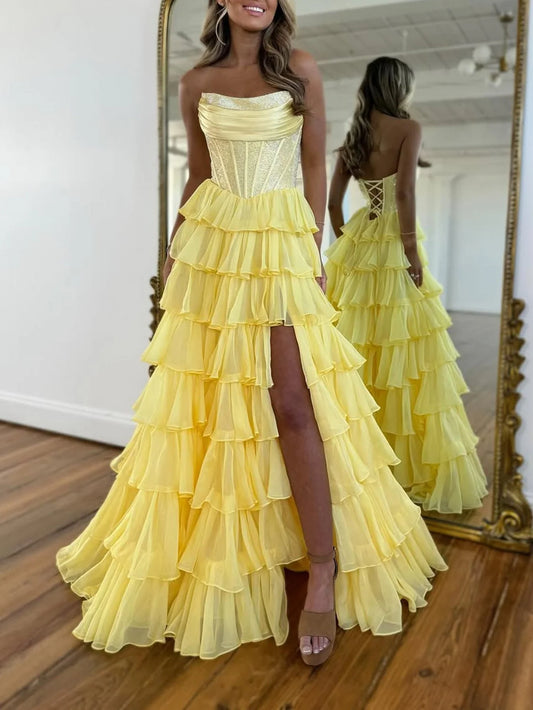 Taooobao™ Layered Luxury Crystal Boned Bodice Ball Gown Prom Dress