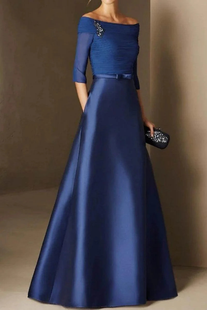 A-Line Off The Shoulder Short Sleeves Applique Mother Dresses
