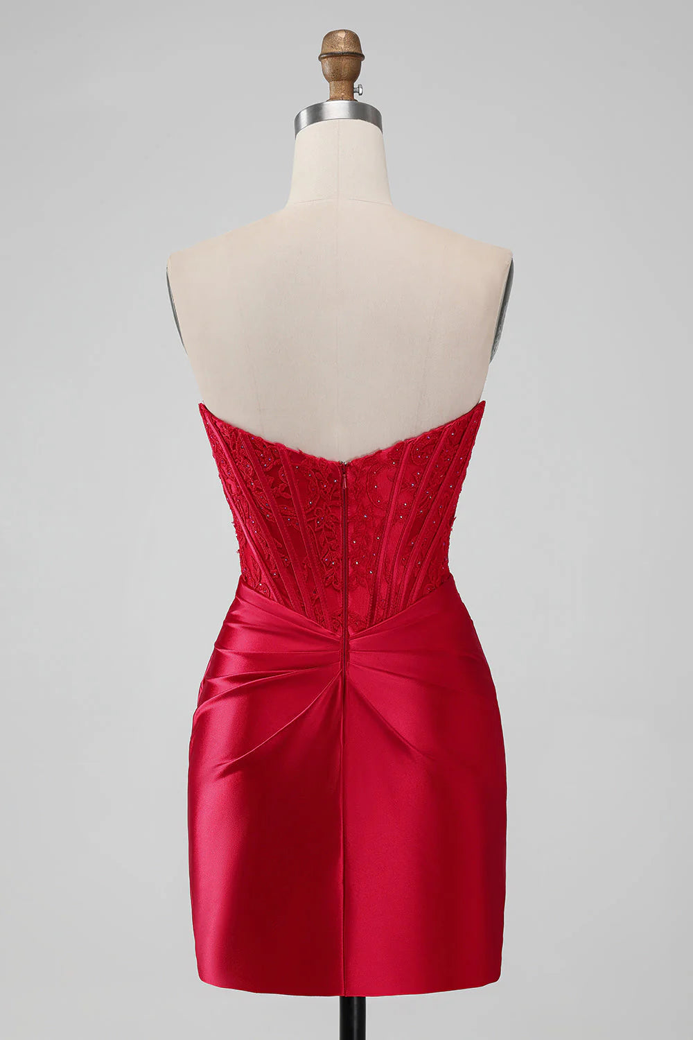 Sparky Red Strapless Bodycon Short Homecoing Dress with Lace