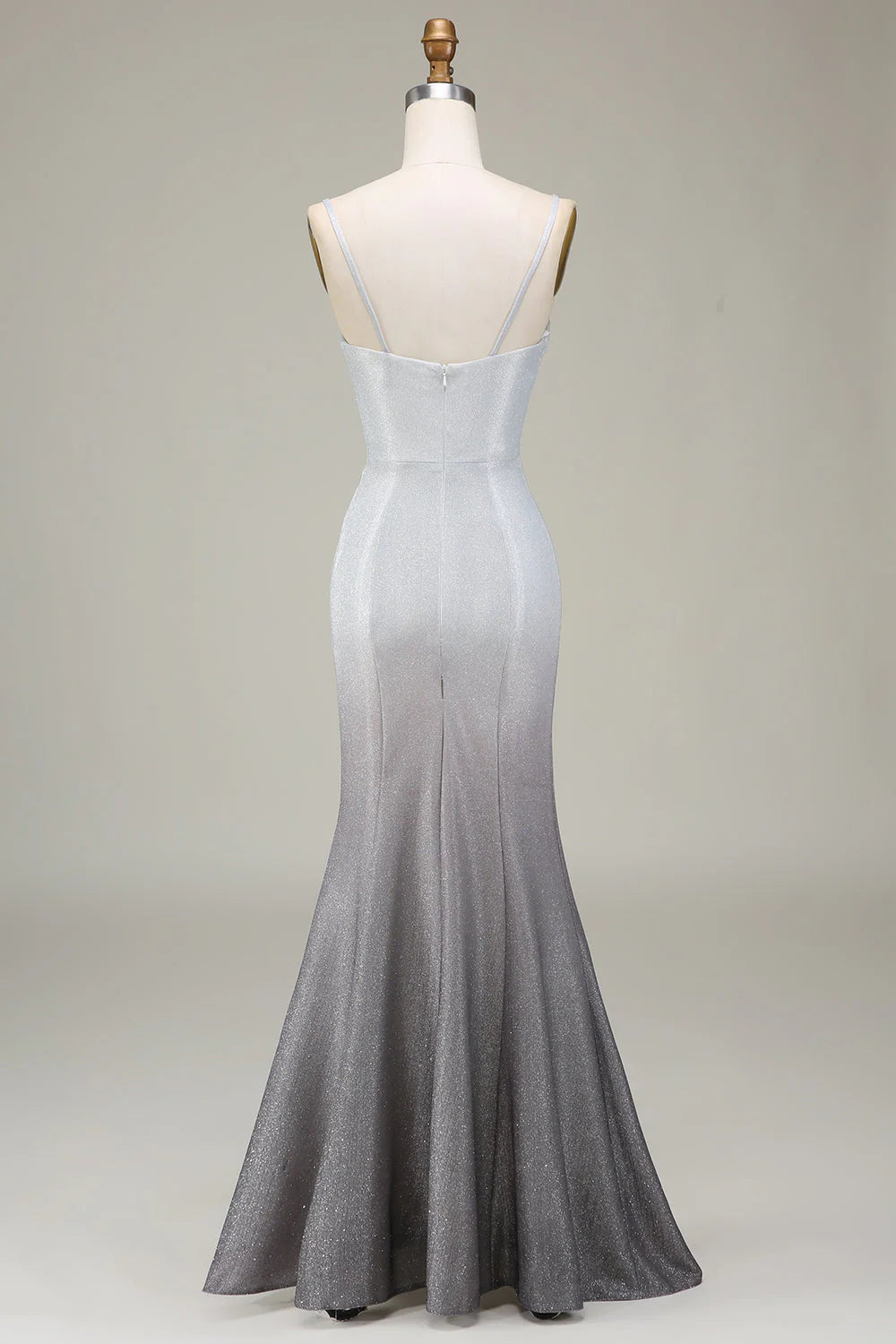 Grey Mermaid Sparkly Prom Dress With Pleated