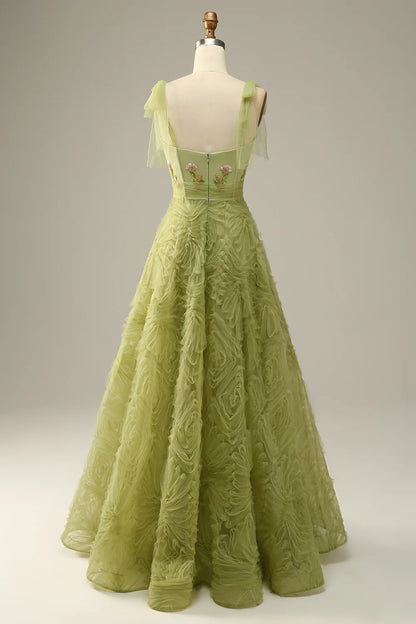 A-Line Light Green Tulle Prom Dress