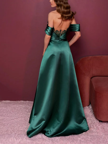 A-Line/Princess Strapless Sleeveless Floor-Length Evening Dress with Applique
