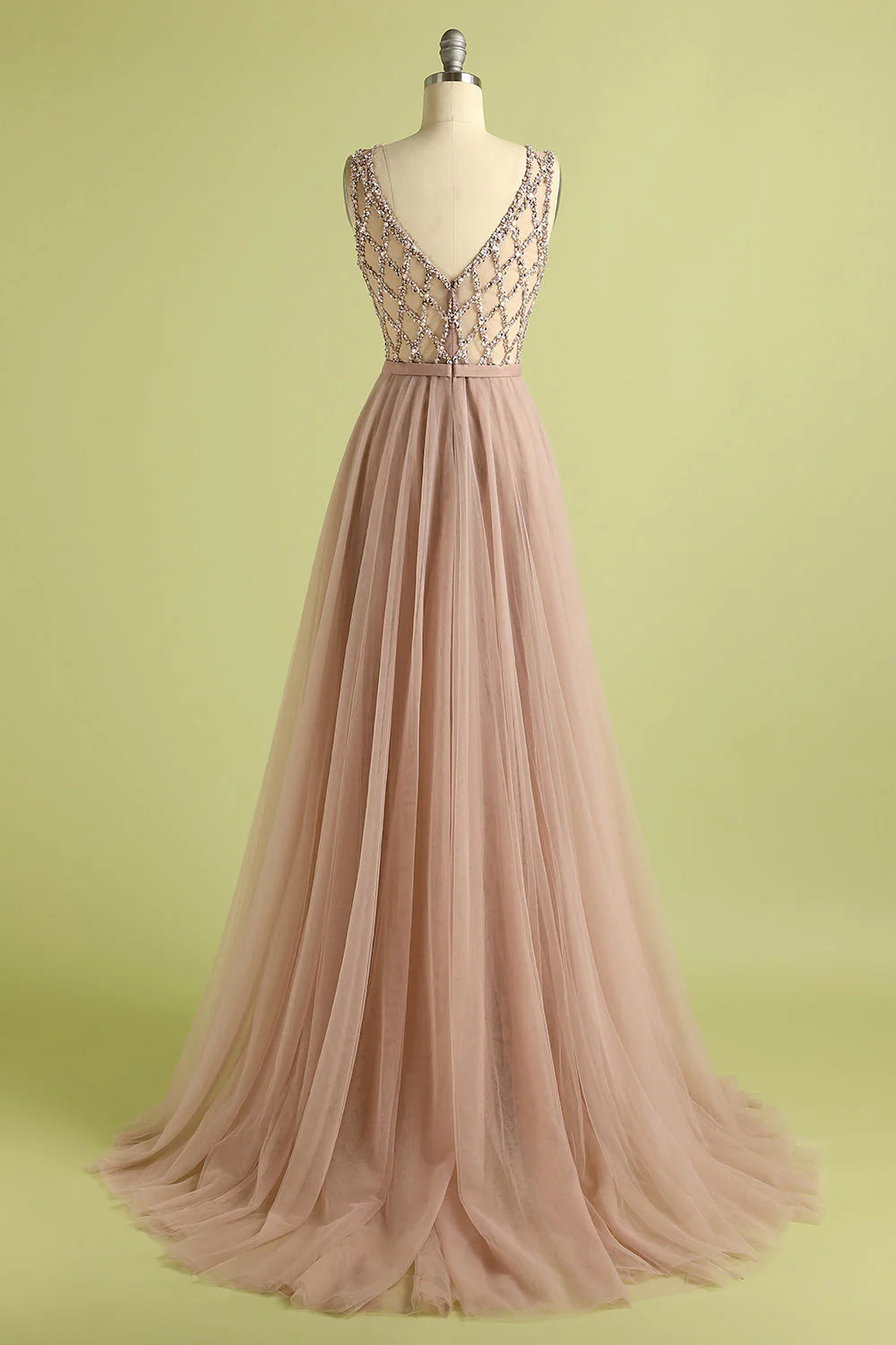 Pink Tulle Beading Prom Dress