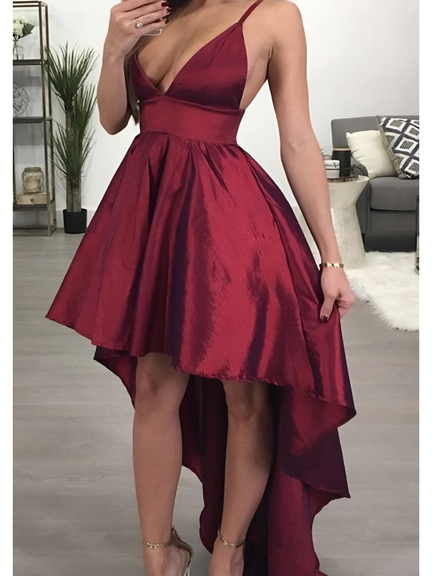 A-Line Homecoming Dresses Sparkle & Shine Dress Homecoming Graduation Asymmetrical Sleeveless V Neck Belt / Sash Cotton Backless with Glitter