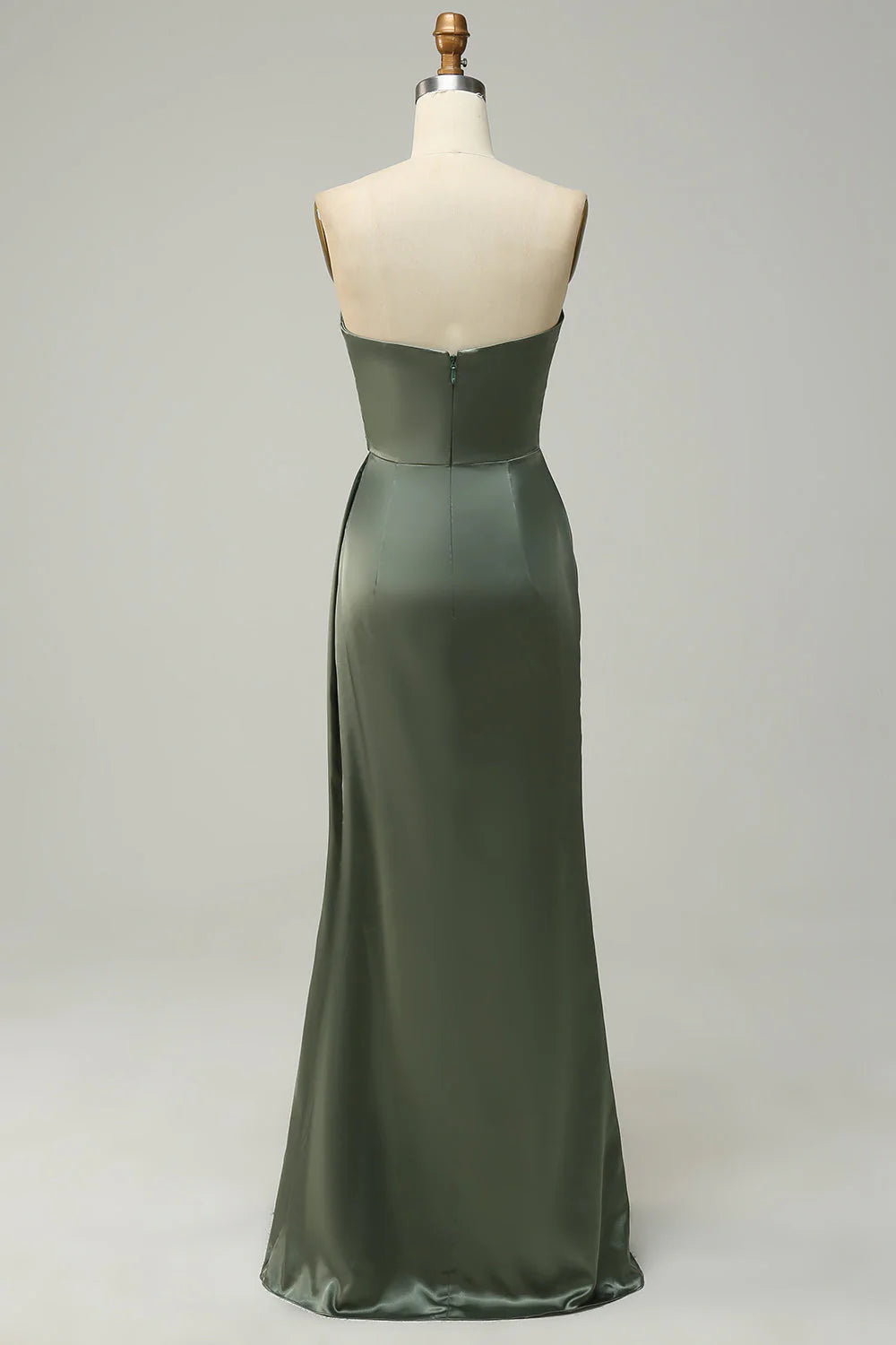 Strapless Eucalyptus Long Bridesmaid Dress With Slit