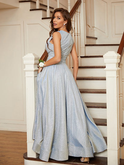 A-Line/Princess Ruffles Scoop Sleeveless Floor-Length Dresses