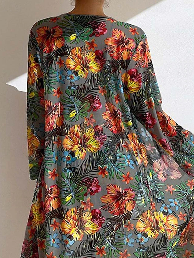Women's Swimwear Bikini Swimsuit Vacation Floral Long Sleeve Bathing Suits