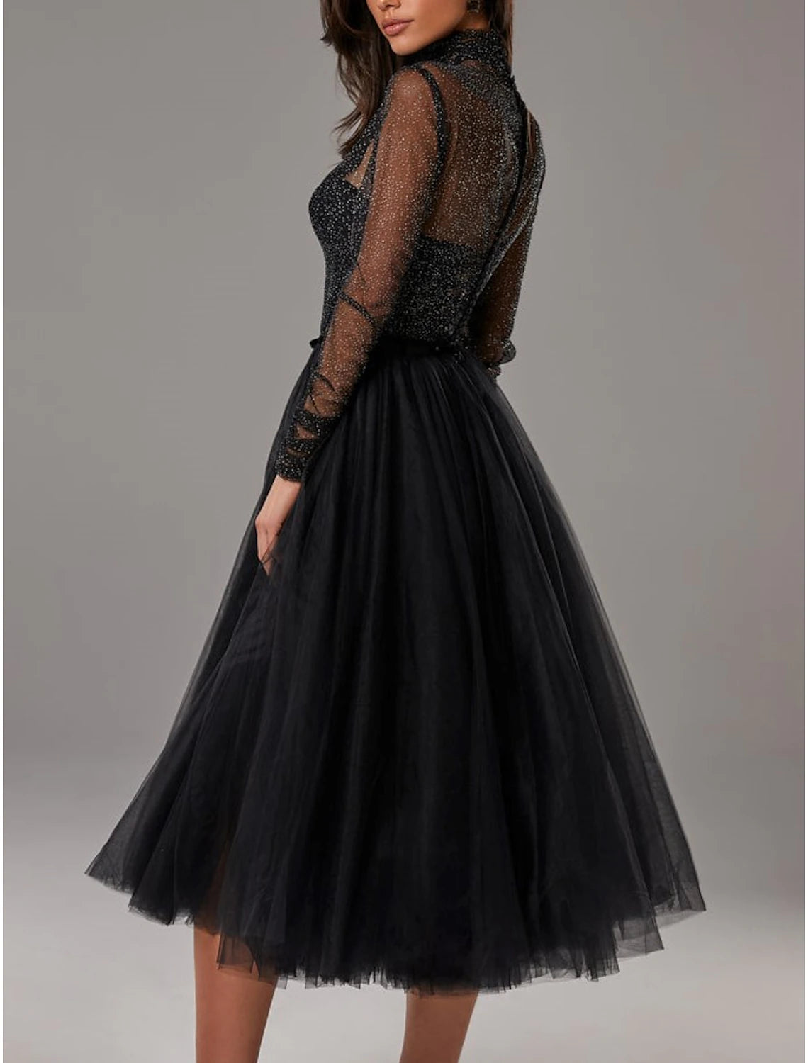 A-Line Cocktail Black Dress Vintage Dress Homecoming Cocktail Party Kn