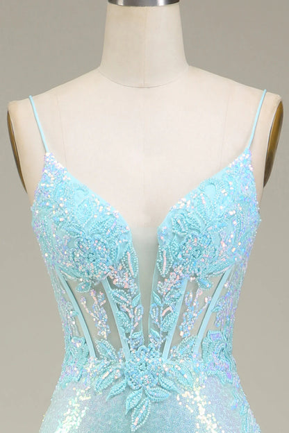 Sparkly Mermaid Sequin Prom Dress With Slit