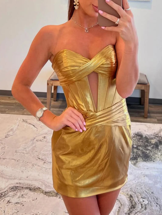 Taooobao™ Cut Front Boned Sheath Mini Prom Dress