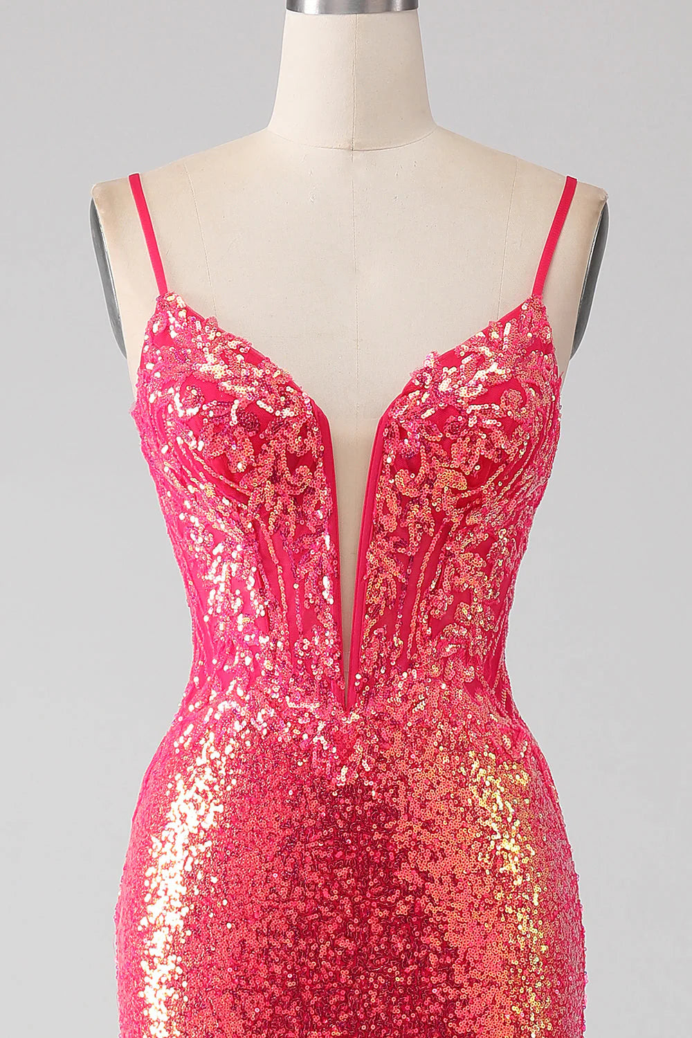 Sparkly Mermaid Fuchsia Prom Dress With Sequins