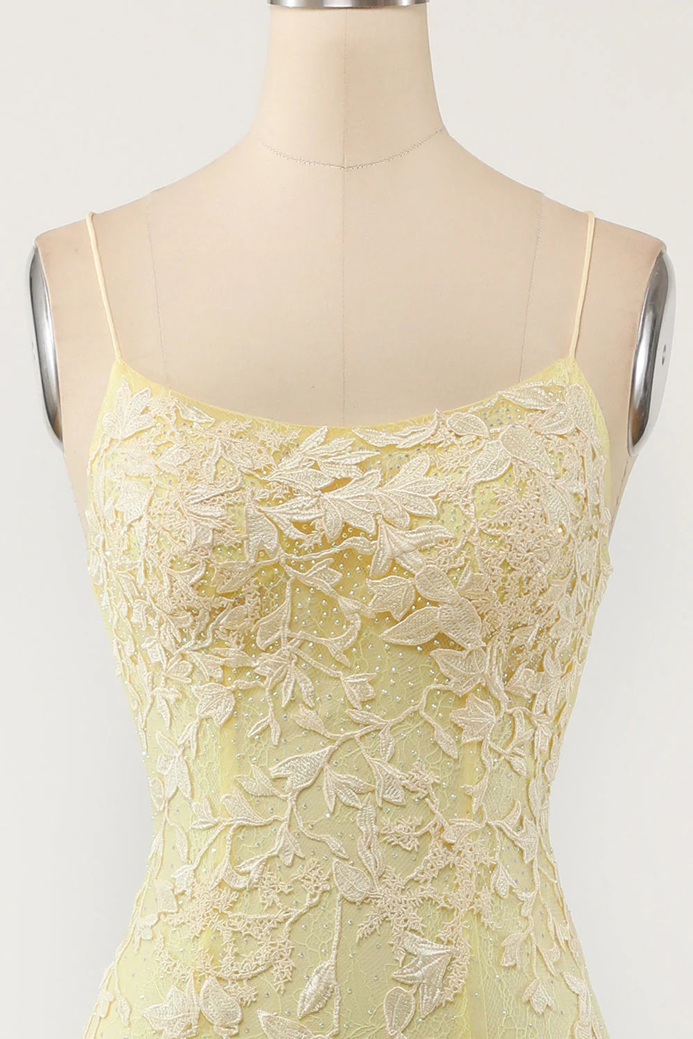 Yellow Mermaid Long Prom Dress With Appliques