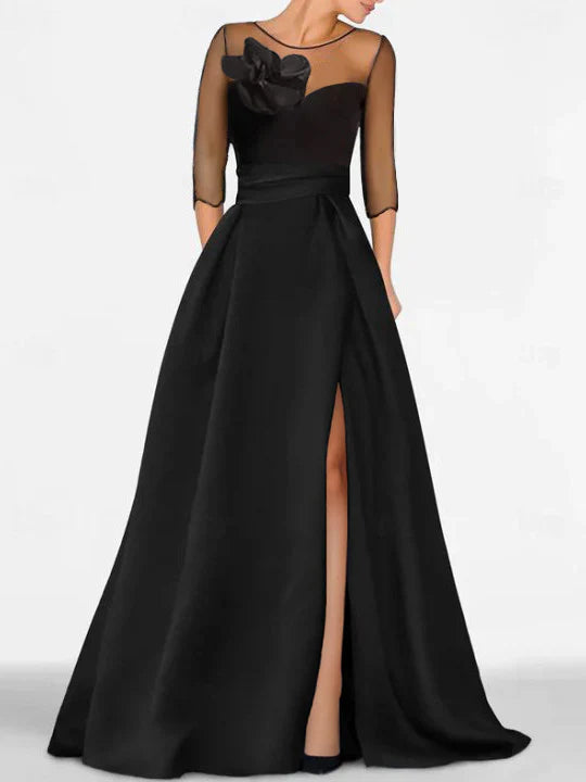 A-Line/Princess Sweetheart 3/4 Sleeves Mother Of The Bride Dresses With Lace Flower