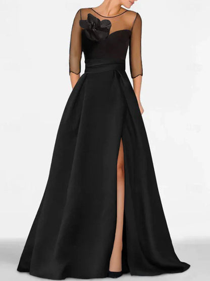 A-Line/Princess Sweetheart 3/4 Sleeves Mother Of The Bride Dresses With Lace Flower