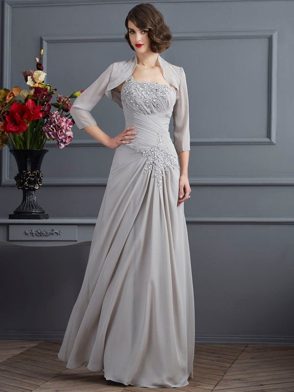 A-Line/Princess One-Shoulder Sleeveless Beading Long Chiffon Mother of the Bride Dresses