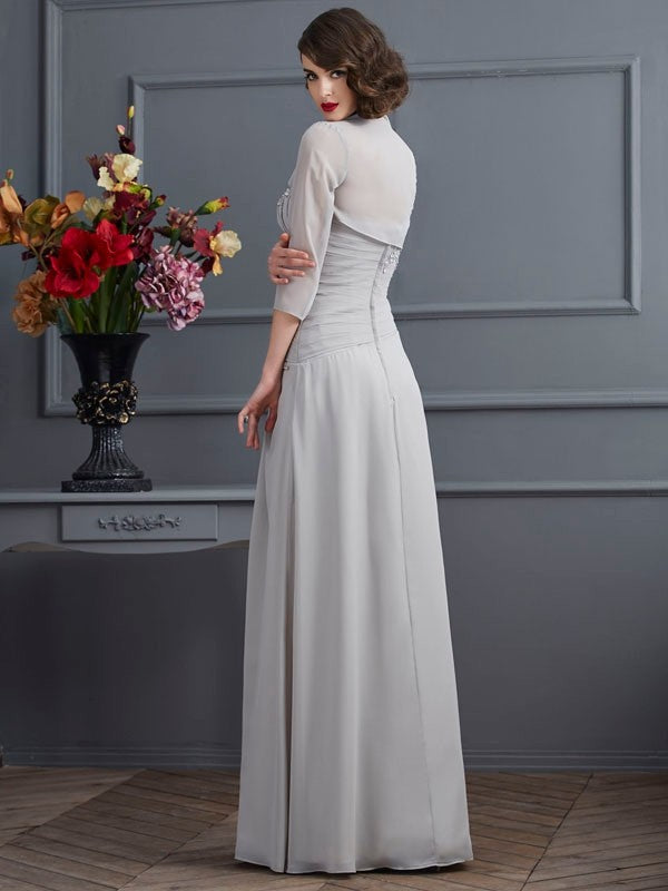 A-Line/Princess One-Shoulder Sleeveless Beading Long Chiffon Mother of the Bride Dresses