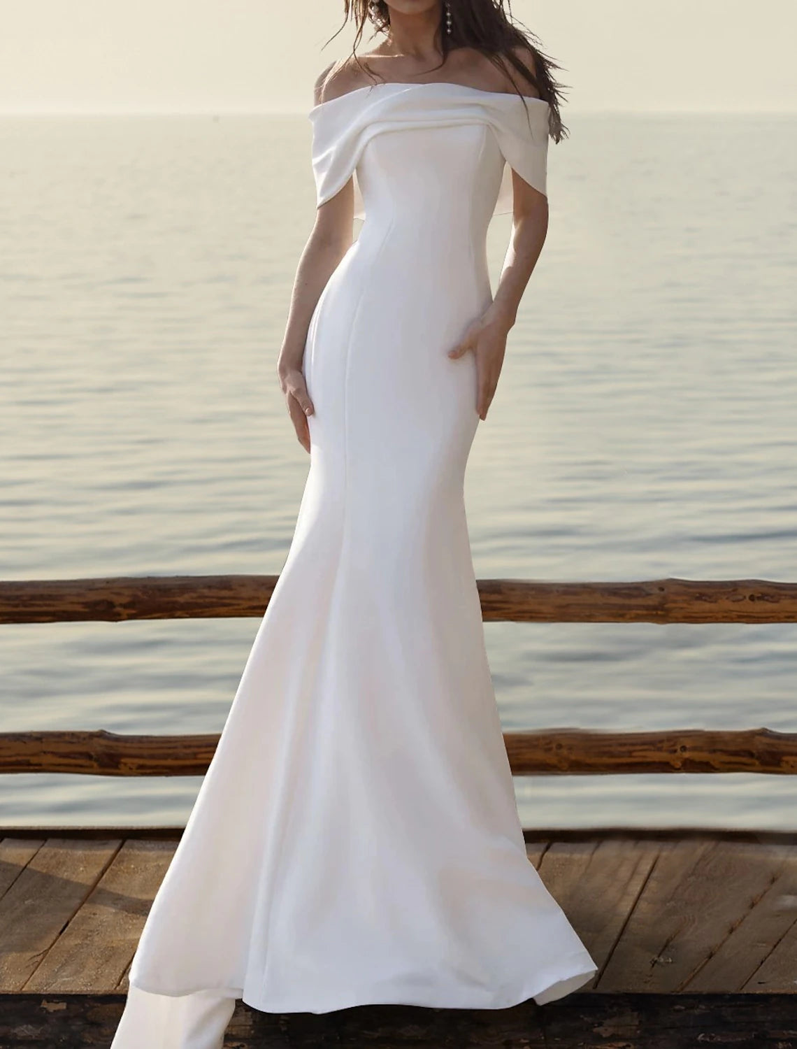 Beach Wedding Dresses A-Line V Neck Long Sleeve Floor Length Sequined Bridal Gowns With Solid Color