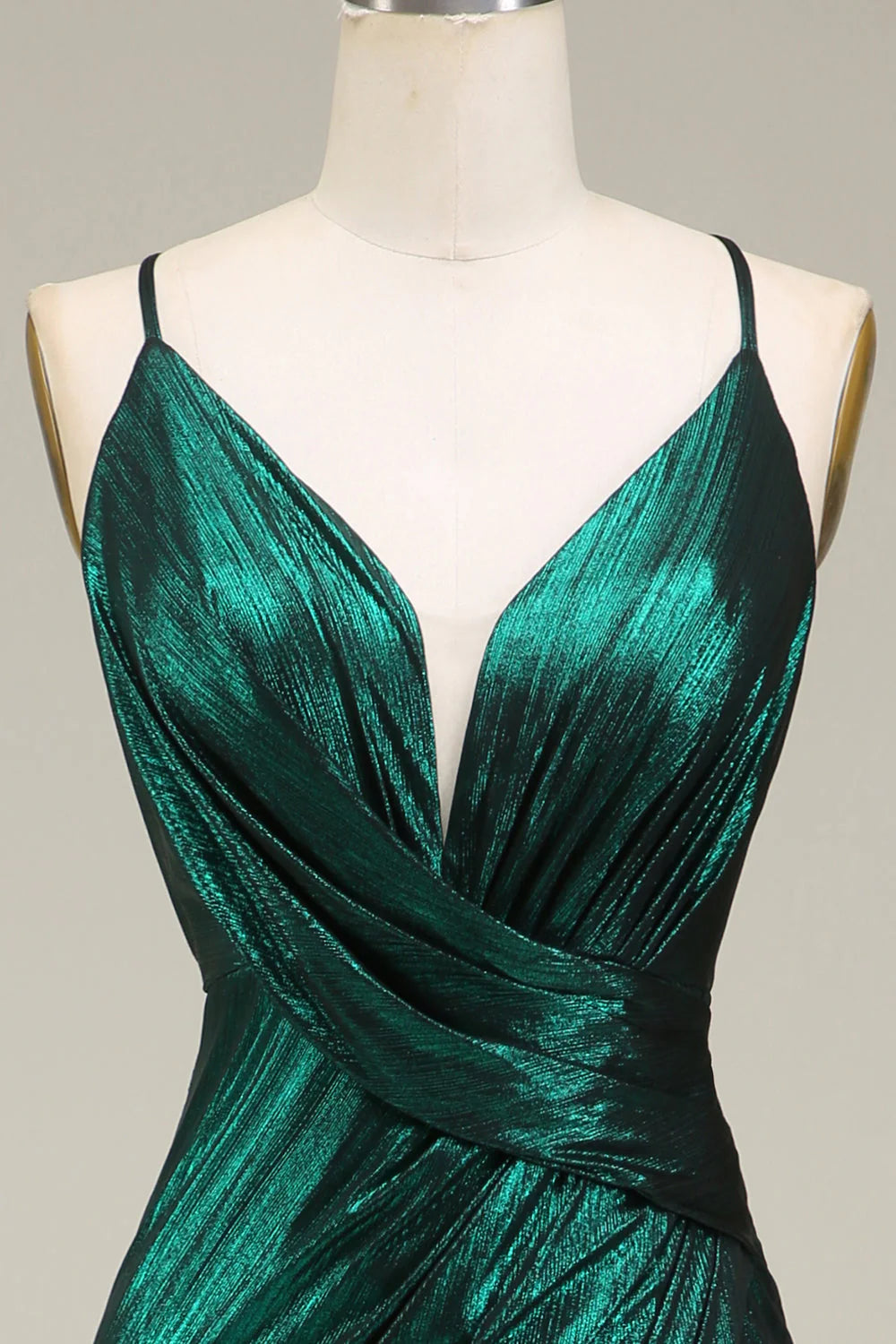 Hot Mermaid Spaghetti Straps Dark Green Long Prom Dress With Open Back