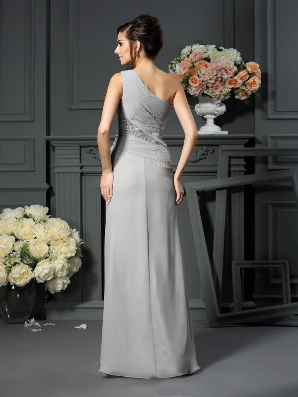 Trumpet/Mermaid One-Shoulder Beading Sleeveless Long Chiffon Mother of the Bride Dresses